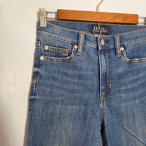 Gap 2/26R Medium Wash Denim Blue Distressed High Rise Jean Leggings - Picture 3 of 12